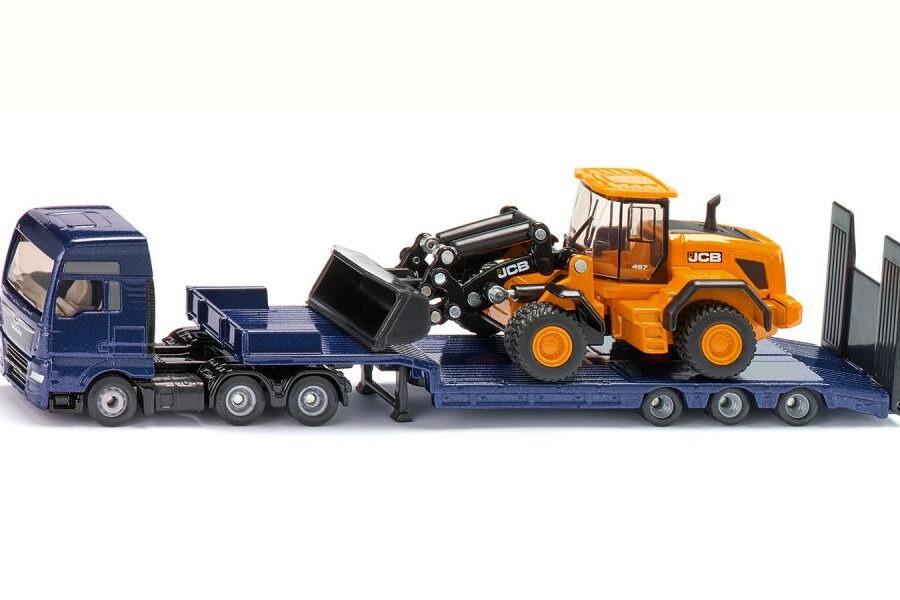 Siku 1790 MAN-LKW mit Tieflader und JCB Radlader